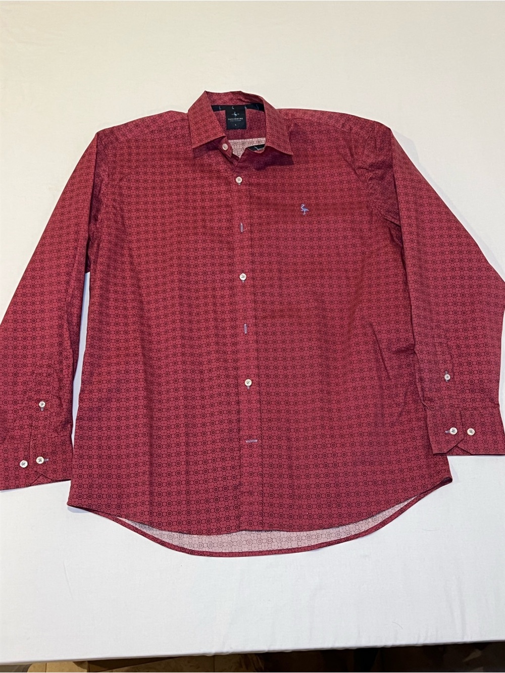 TailorByrd Men’s Large Red Print Button Up Shirt